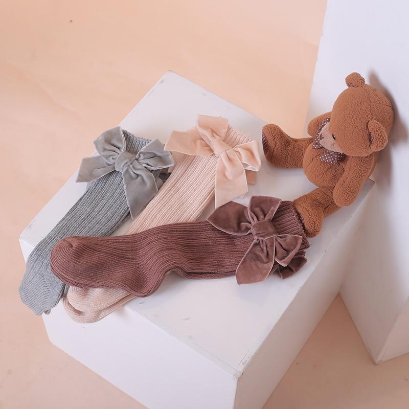 Baby-Kniestrümpfe mit Schleife / Socken für Babys & Kleinkinder - modisch & bequem, Brown / 1-3 Jahre