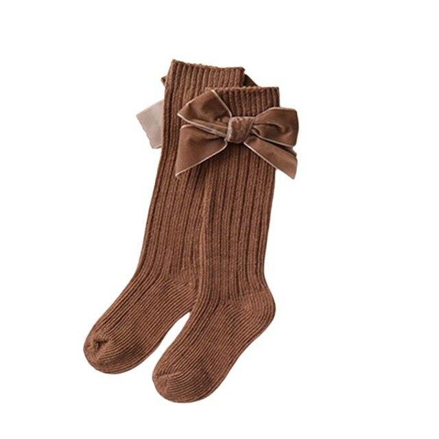 Baby-Kniestrümpfe mit Schleife / Socken für Babys & Kleinkinder - modisch & bequem, Brown / 1-3 Jahre