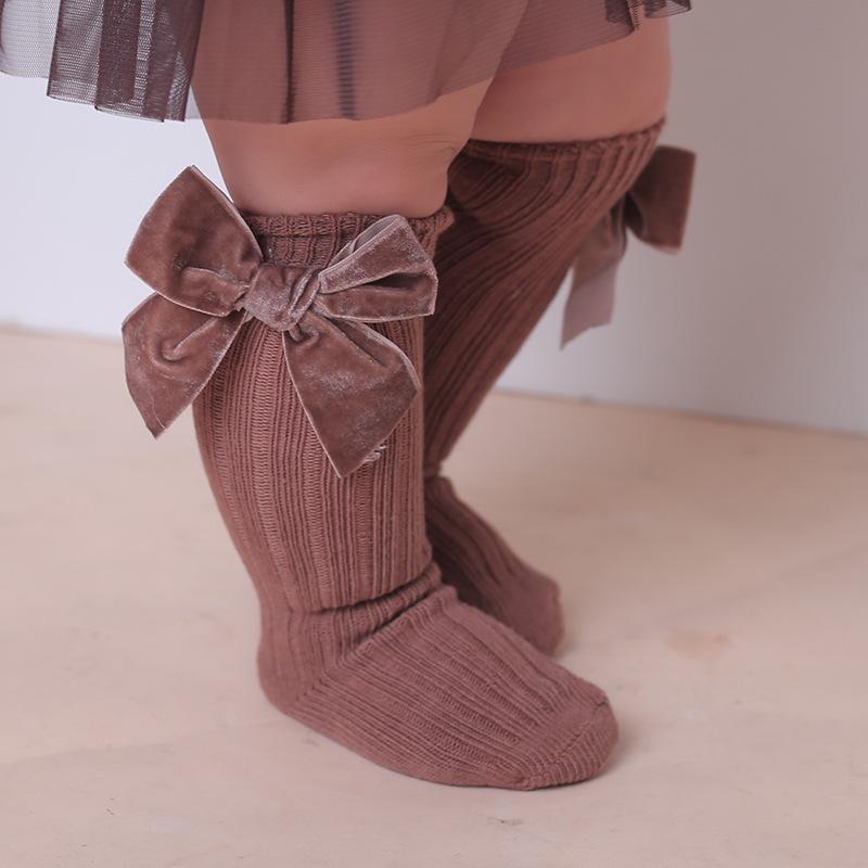 Baby-Kniestrümpfe mit Schleife / Socken für Babys & Kleinkinder - modisch & bequem, Brown / 1-3 Jahre
