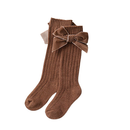 Baby-Kniestrümpfe mit Schleife / Socken für Babys & Kleinkinder - modisch & bequem, Brown / 1-3 Jahre