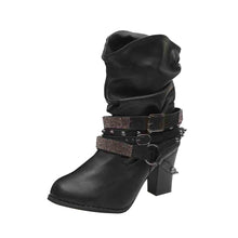 Lade das Bild in den Galerie-Viewer, Sprigo - Leder-Stiefeletten im Western-Stil mit Riemendetails
