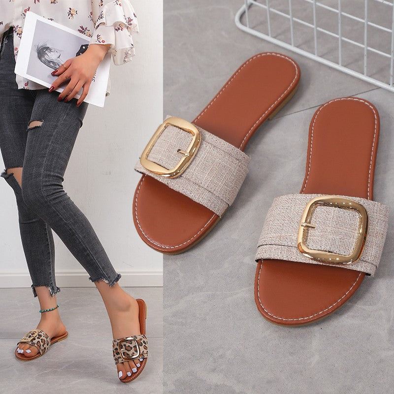 WOLF Flache Gleitsandalen mit Schnallendetail