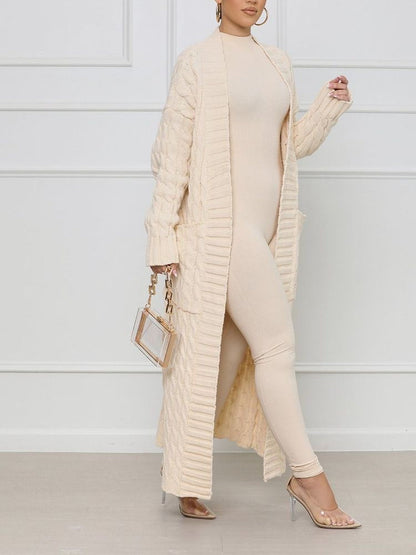 WOLF Strickjacke mit offener Front und langem Ausschnitt