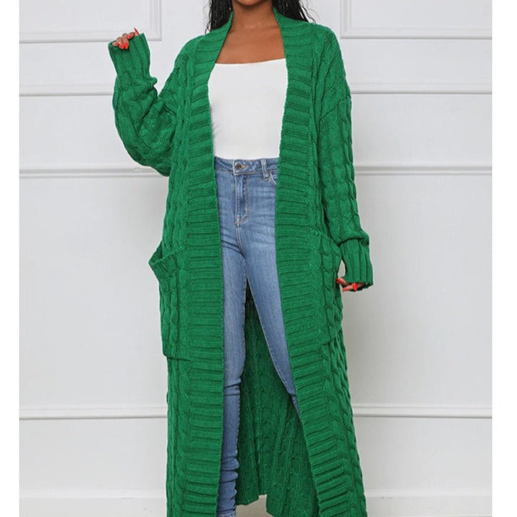 WOLF Strickjacke mit offener Front und langem Ausschnitt