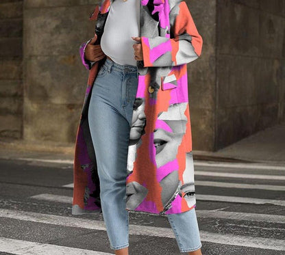 WOLF Bedruckt Wende Kragen Mantel