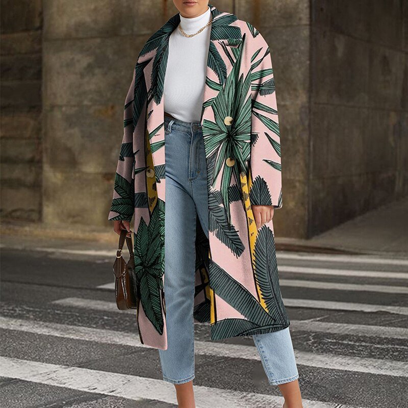 WOLF Bedruckt Wende Kragen Mantel