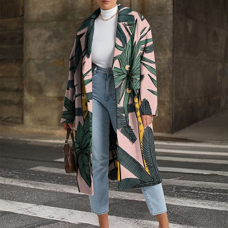 WOLF Bedruckt Wende Kragen Mantel