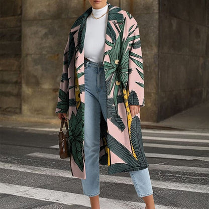 WOLF Bedruckt Wende Kragen Mantel