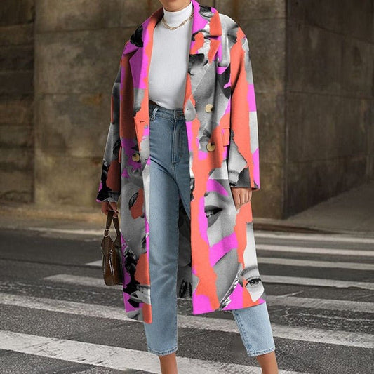 WOLF Bedruckt Wende Kragen Mantel