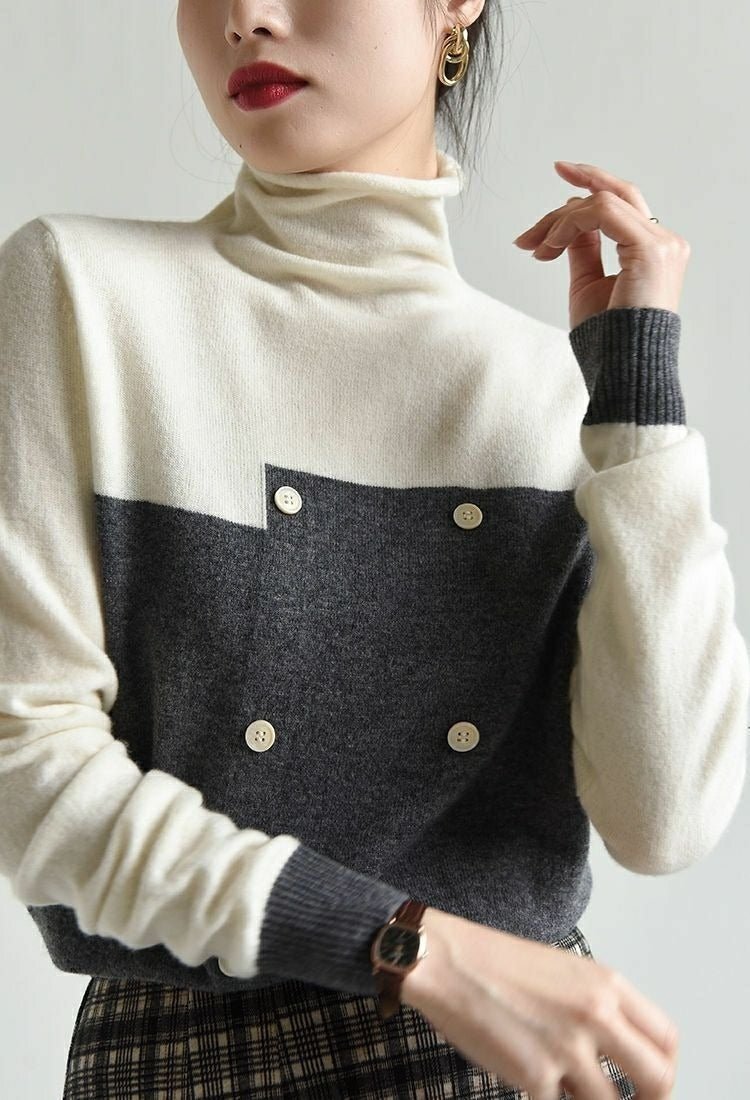 WOLF Block Attrappe Ausschnitt Pullover