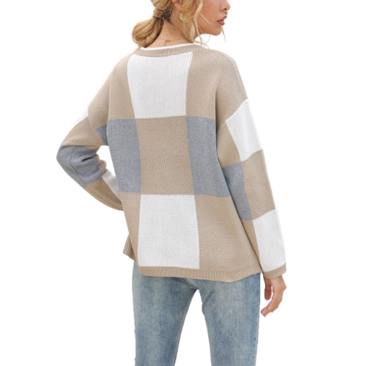 WOLF Blockkarierter Pullover