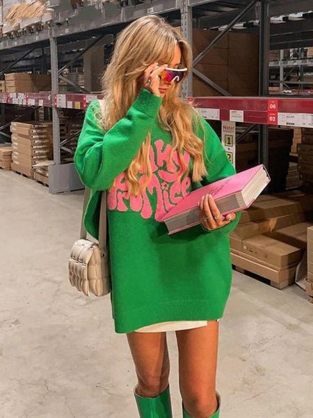 WOLF Grünes Pulloverkleid