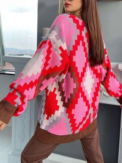 WOLF Kariert Locker gestrickt Pullover