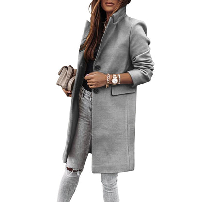 WOLF Langärmelige Wolle Knopf Mantel