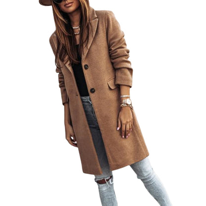 WOLF Langärmelige Wolle Knopf Mantel