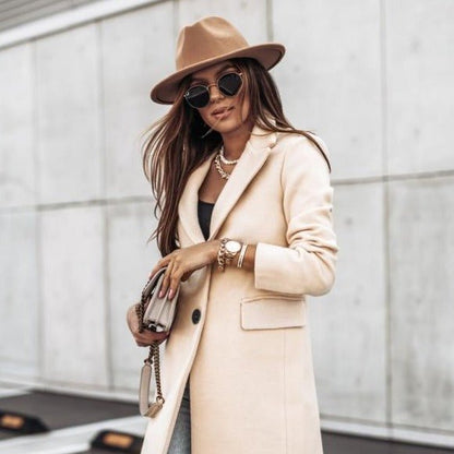 WOLF Langärmelige Wolle Knopf Mantel