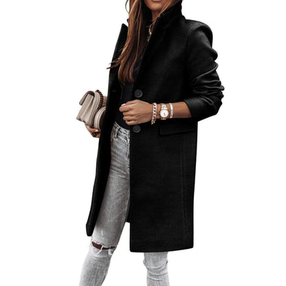 WOLF Langärmelige Wolle Knopf Mantel