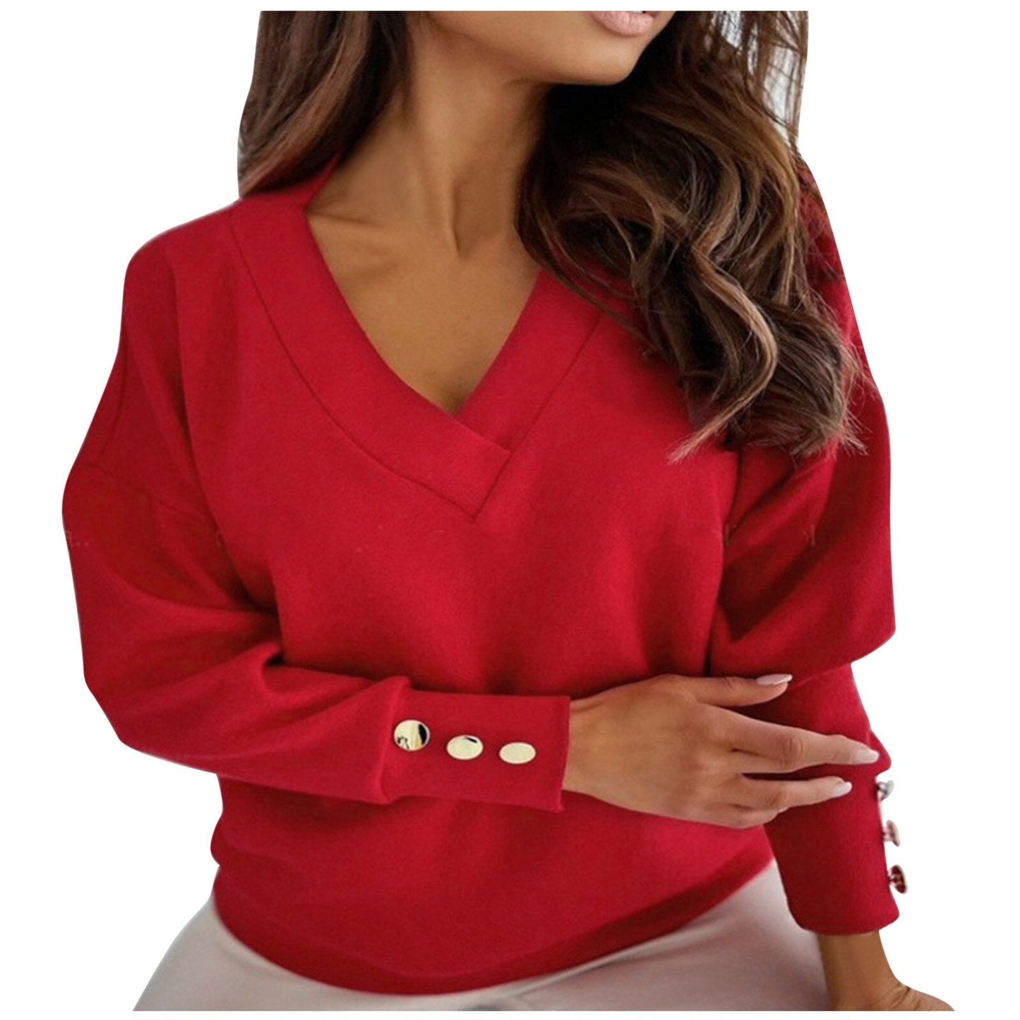 WOLF  lockerer Pullover mit V-Ausschnitt