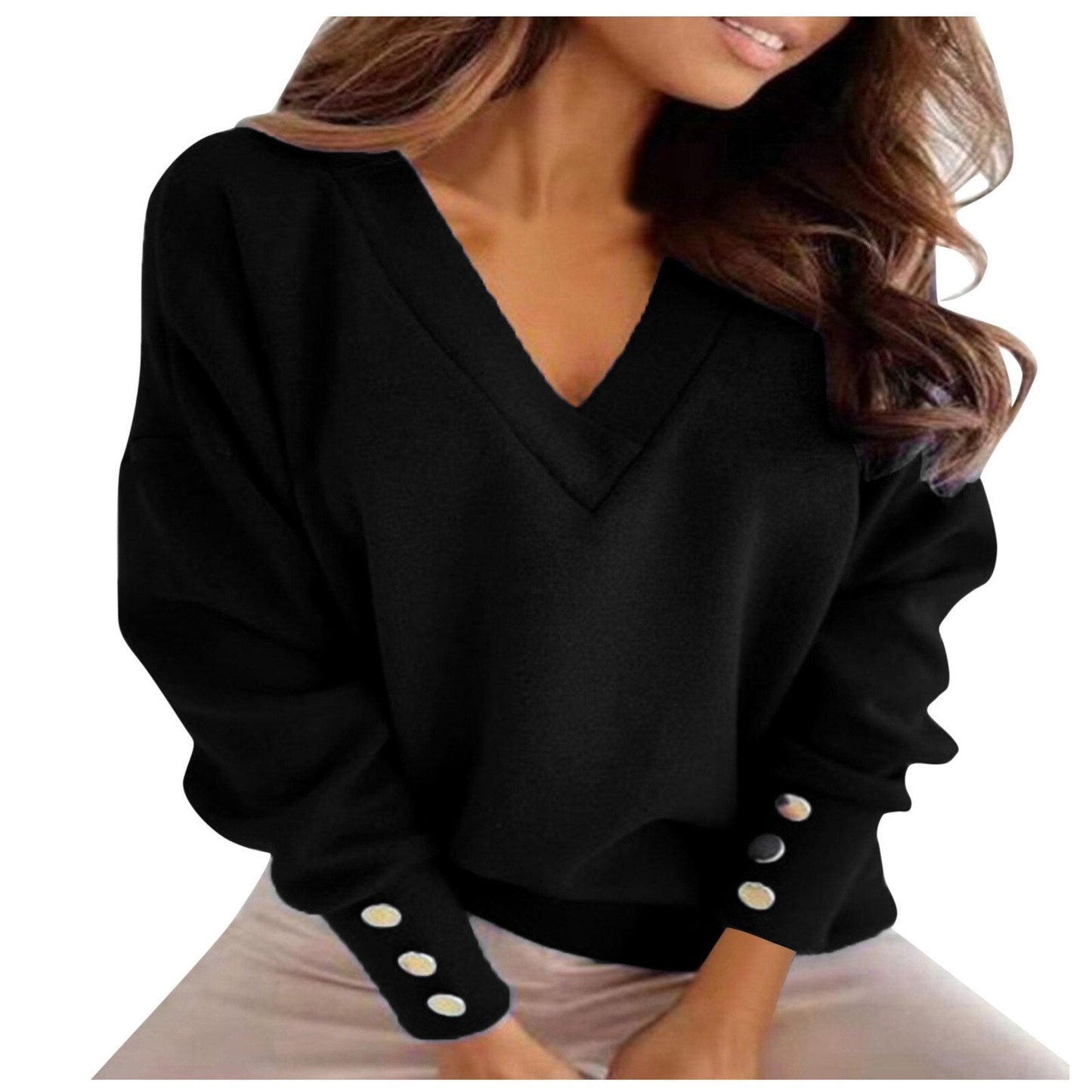 WOLF  lockerer Pullover mit V-Ausschnitt