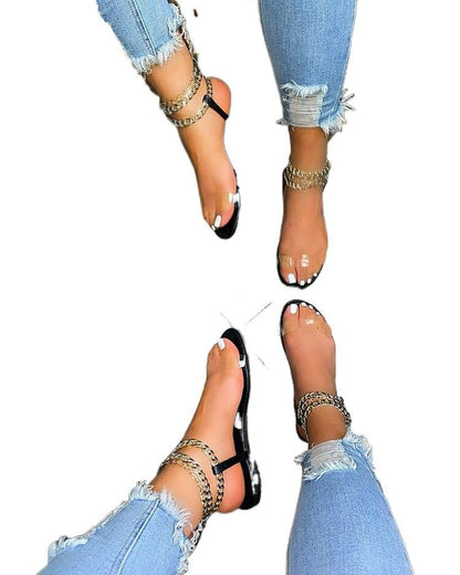 WOLF  Offene Zehensandalen mit transparenter Kette