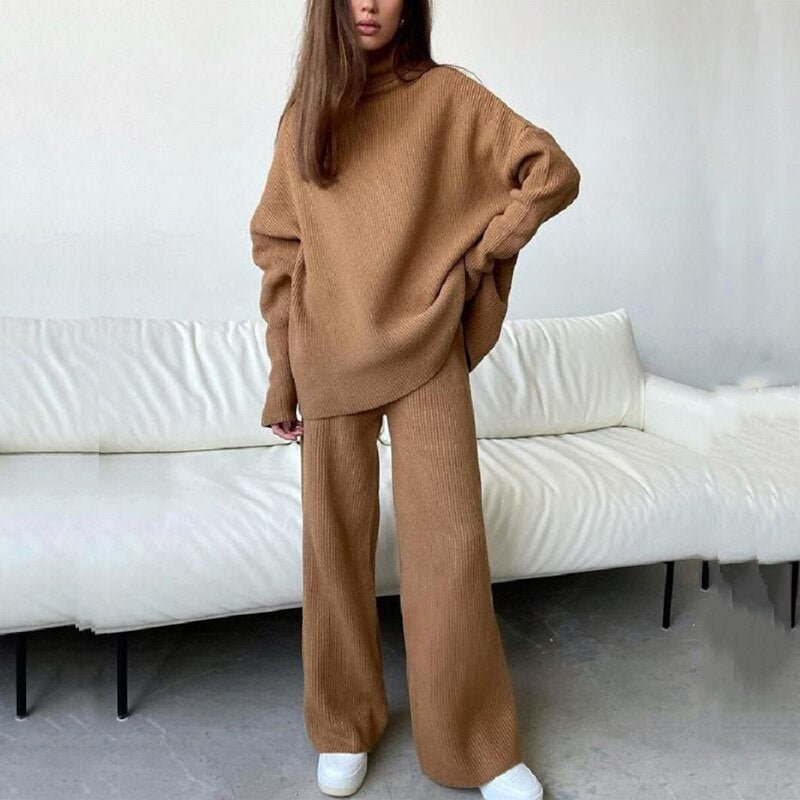 WOLF Rollkragenpullover Winter Top & weite Hose