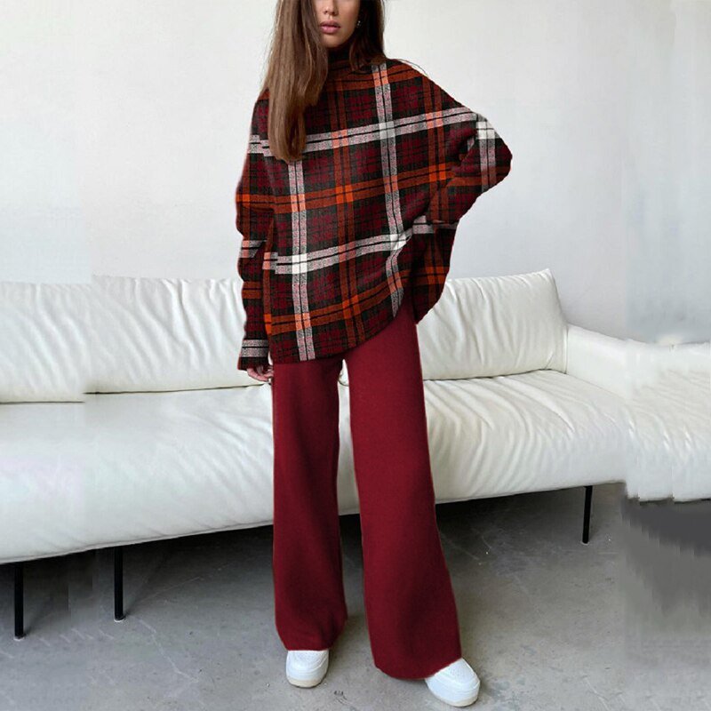 WOLF Rollkragenpullover Winter Top & weite Hose